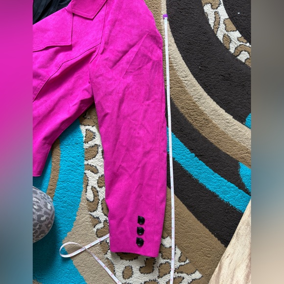 Ultra Suede Hot Pink Double-Breasted Blazer - Picture 5 of 7